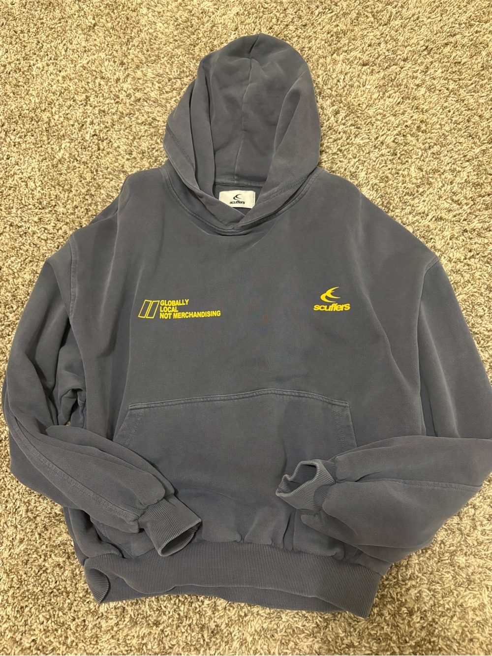 Scufers Men's Charcoal Hooded Sweatshirt with Yellow Logo